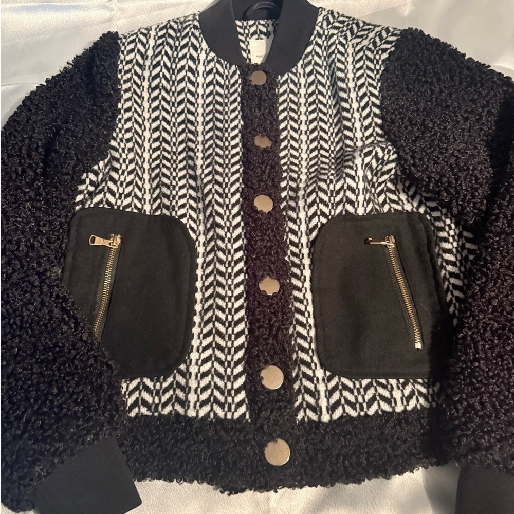 Anthropologie Avec Les Filles Tweed Sherpa Mix Jacket - XS - Picture 3 of 9
